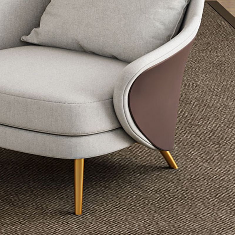Tuxedo Arm Sofa Linen and Faux Leather Seating for Bonus Room