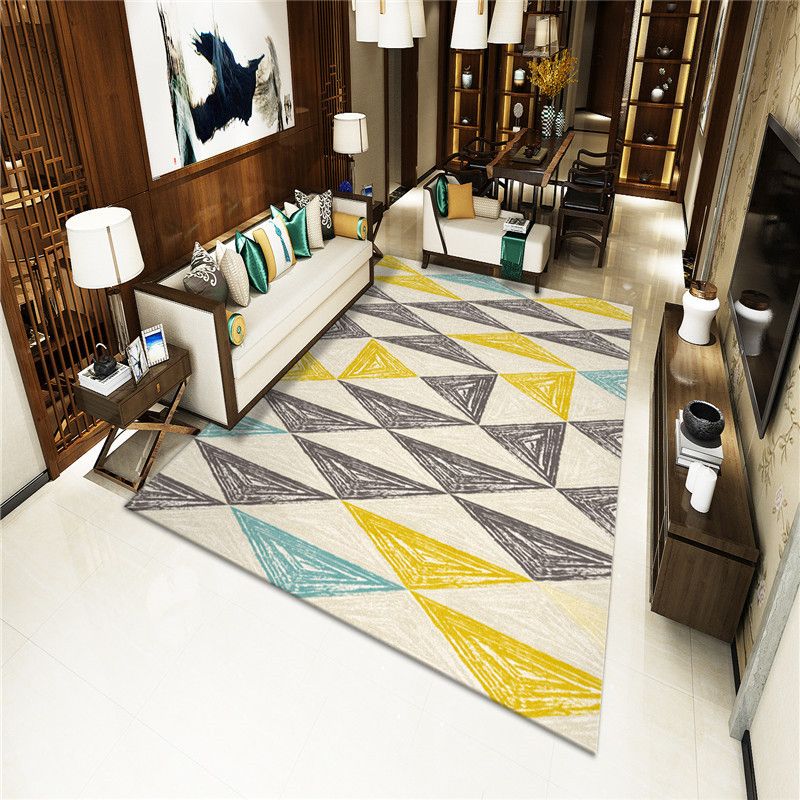 Light Gray Modern Rug Polyester Stripe Indoor Rug Stain Resistant Rug for Home Decor