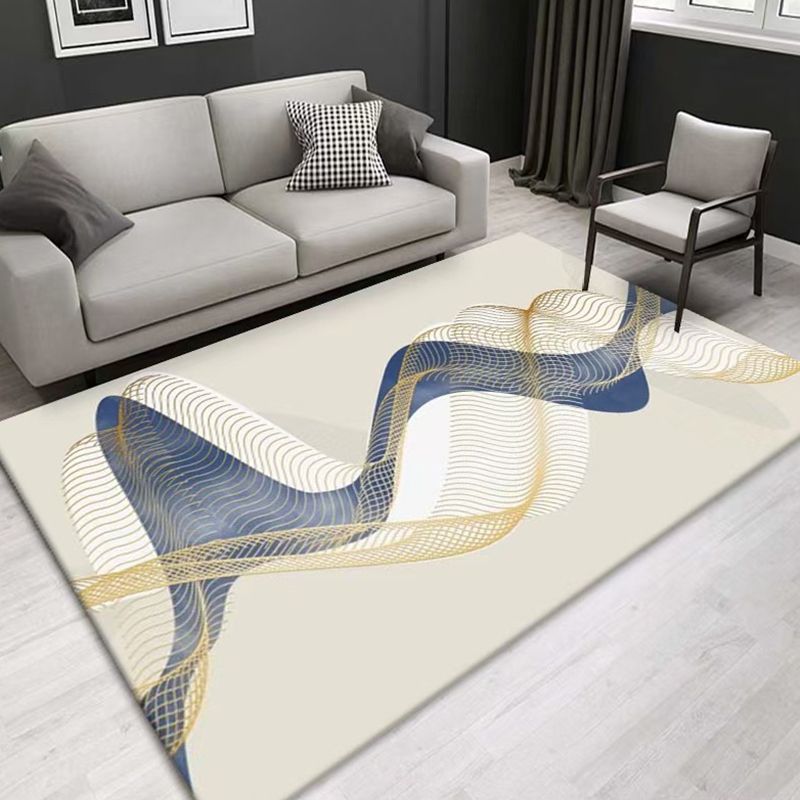 Apricot Abstract Pattern Carpet Polyester Casual Carpet Washable Carpet for Living Room