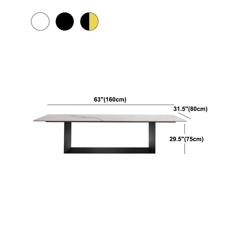 Rectangular Sintered Stone Dining Table Modern Furniture with Steel Base for Home