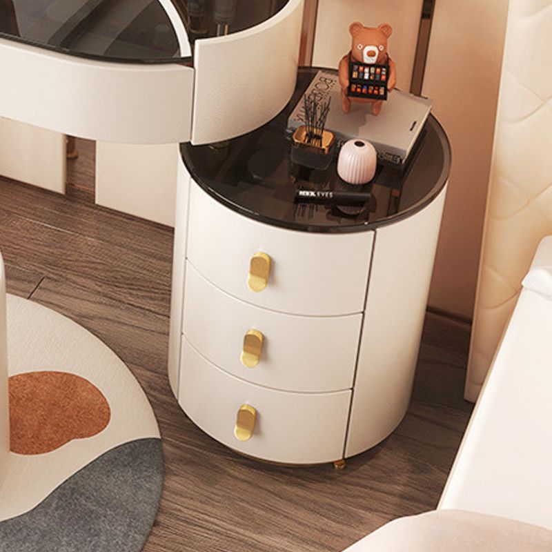 Glass Top Makeup Vanity Desk Lighted Mirror Vanity Dressing Table Set