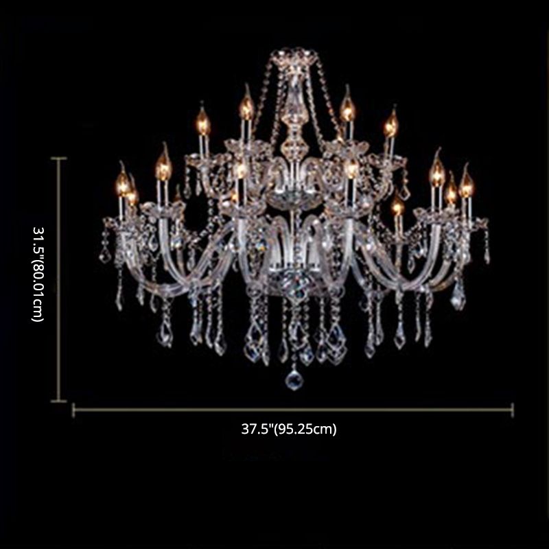 Clear Beveled K9 Crystal Chandelier Light European Style Candlestick Suspended Lighting Fixture