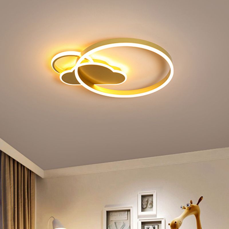 LED-Schlafzimmer-Einbauleuchte, kreative goldfarbene Deckeneinbauleuchte mit Wolken-Acrylschirm