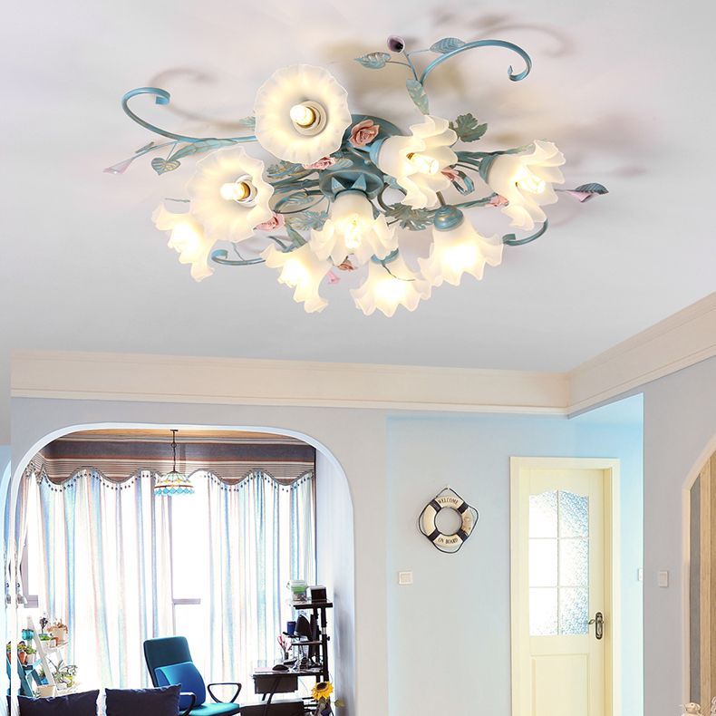 Plafonnier rétro traditionnel avec abat-jour en verre, luminaire encastré pour chambre à coucher et salon
