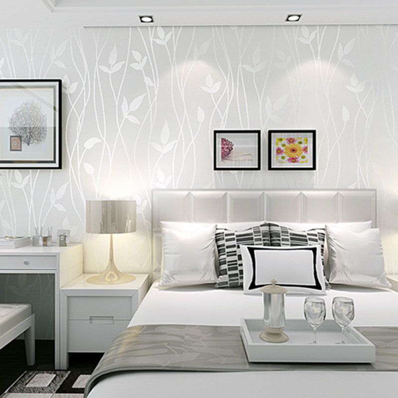 Fresh Botanical Leaf Wallpaper Roll Stain-Resistant Non-Pasted Wall Decor, 33-foot x 20.5-inch