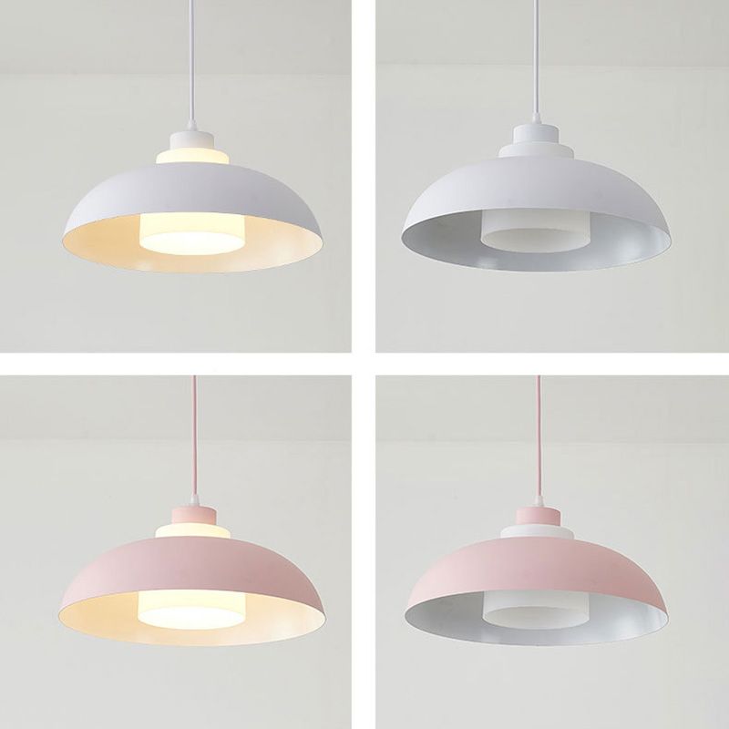 Bol en aluminium plafonnier pendrier léger macaron à la lampe à bulbe unique avec insert de l'ombre acrylique