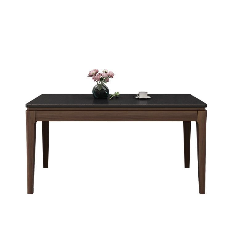 Contemporary Kitchen Dinner Table Solid Wood 4 Legs Dining Table in Black