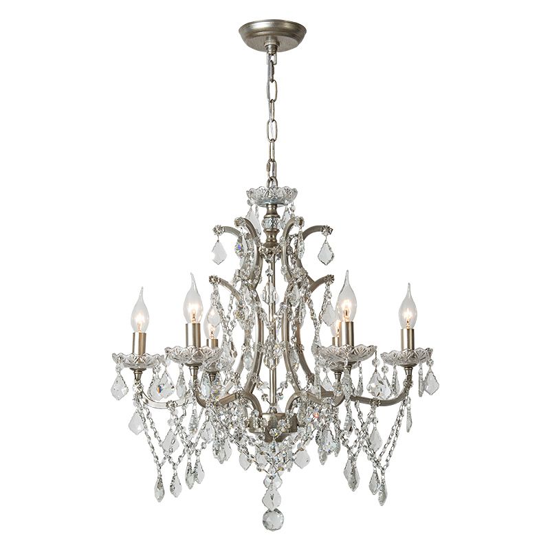 Rustic Style Crystal Large Chandelier Metal Candlestick Design Lighting Pendant with 23.6" Suspension Chain