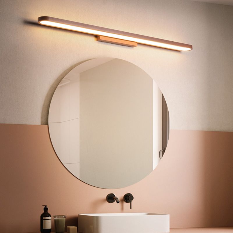 Éclairage de mur de miroir de style simple de style miroir simple à 1 lumière linéaire en marron