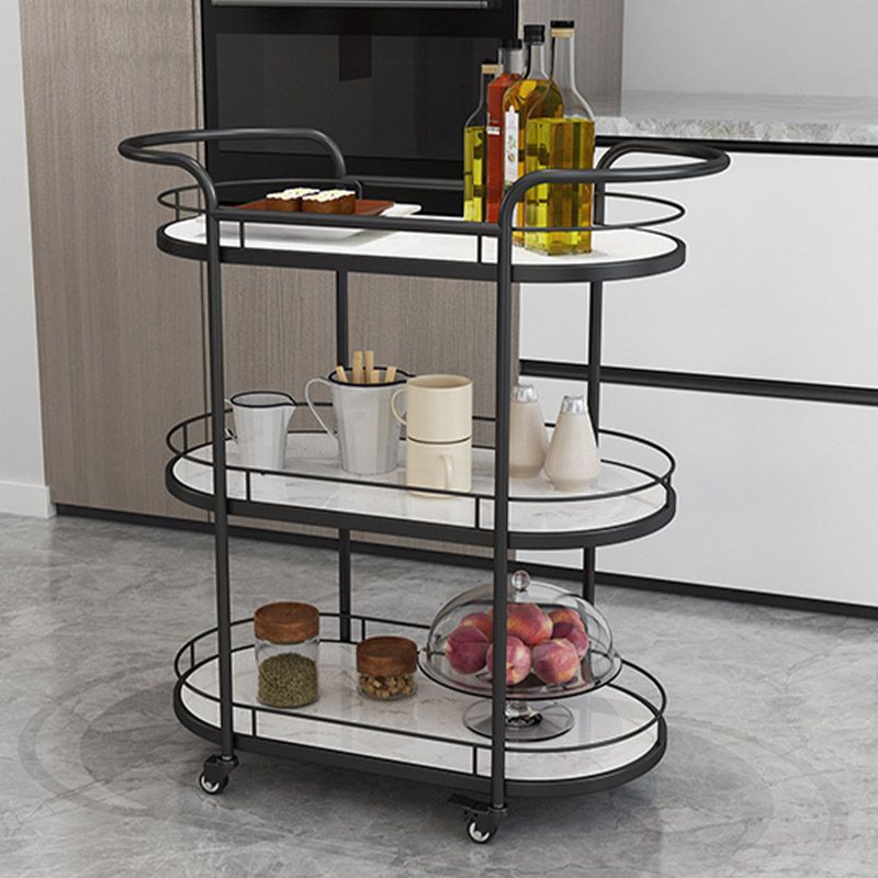 Modern Open Storage Kitchen Trolley Dining Room Rolling Prep Table