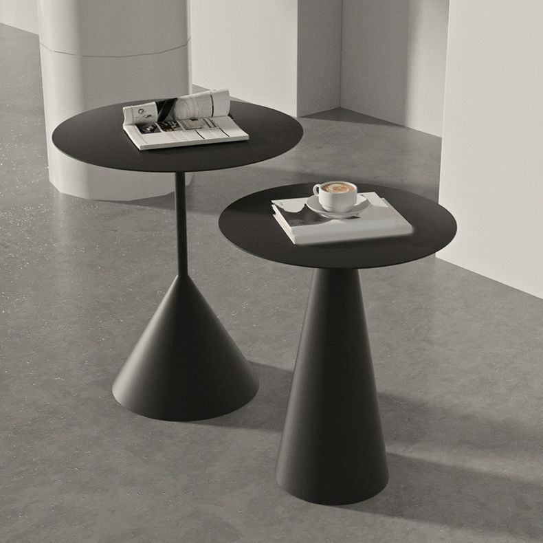 Iron 2 Piece Bunching Tables with Round Top and Pedestal Base
