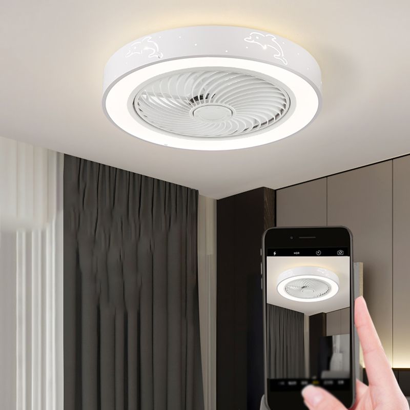 Ventola rotonda Light Light MODER MODER MODER METAL 1 Luce Luce Light in bianco