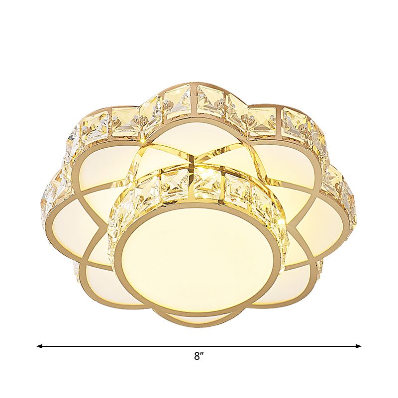 Floral Flush Plafond Licht Hedendaagse Kristal-Encrusted Gold LED Flush Mount Verlichting Fixture