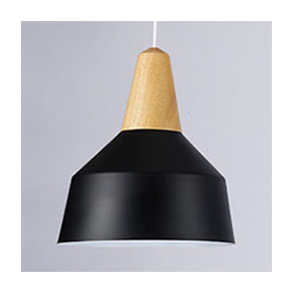 One Head Suspension Light Nordic Stylish Aluminum & Wood Pendant Light for Study Room