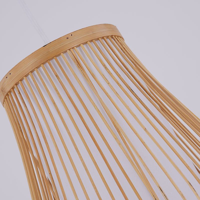Bamboo Pear Ceiling Lighting Asian Style 1 Bulb Wood Hanging Light for Restaurant