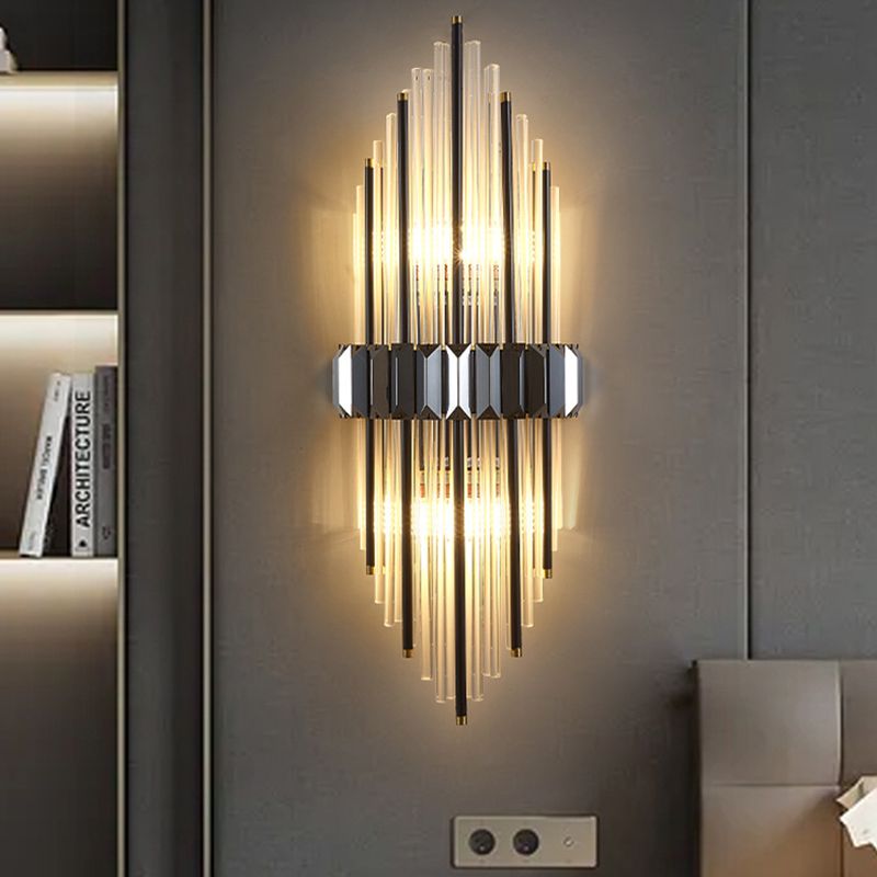 2-Light Geometric Wall Light Sconce Modern Style Glass Wall Lighting