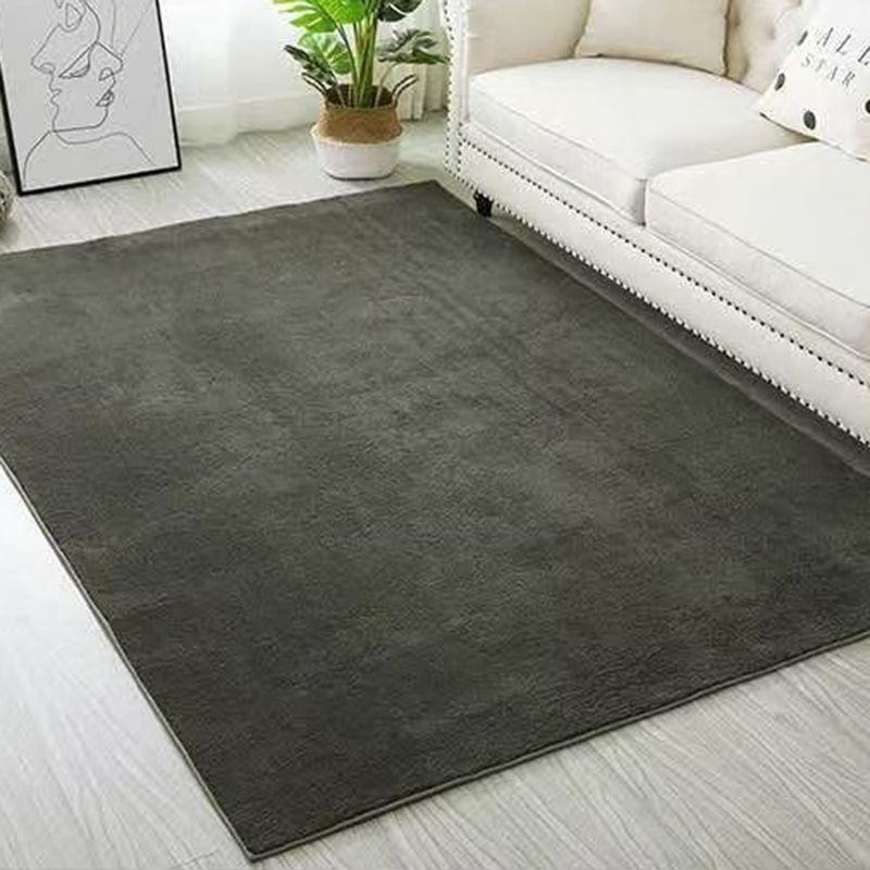 Villus Solid Color Rug Rectangle Shape Stain Resistant Polyester Rug for Home Decor