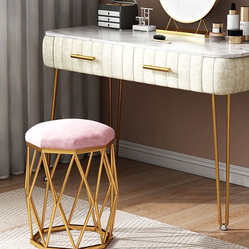 Solid Color Flannel Standard Stool Modern Simple Upholstered Stool