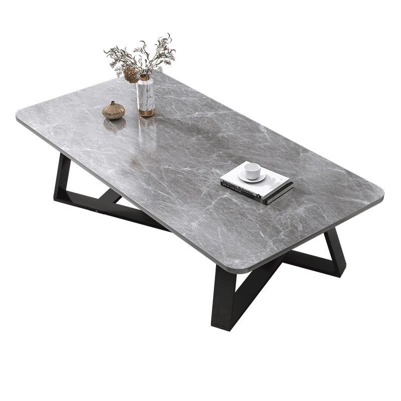 18"H Contemporary Coffee Table Stone Rectangle Cocktail Table