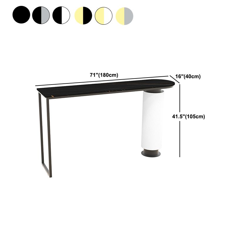 Contemporary Indoor Free Form Bar Table Stone Top and Metal Base Bar Table