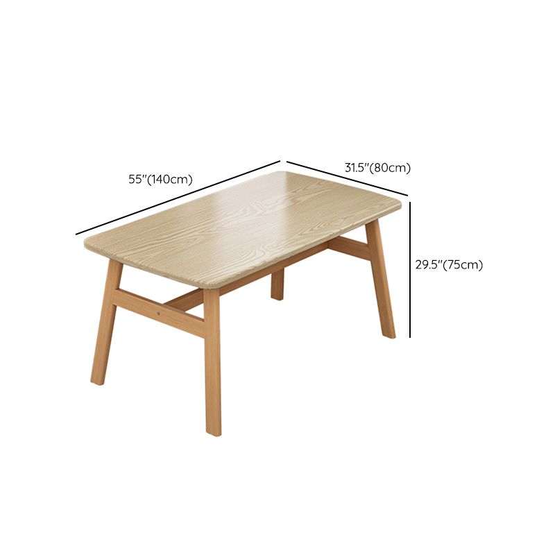 Rectangular Natural Oak Dining Table Wooden Tabletop with Metal Legs