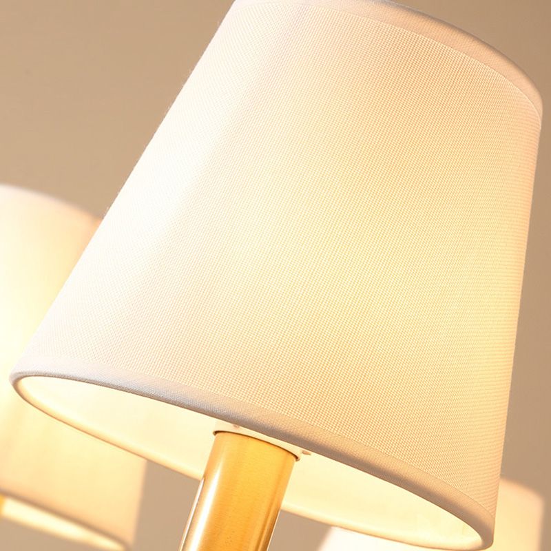 Empire Schatten Kronleuchter Anhänger Leichte zeitgenössische Stoff Messing Candelabra hängende Licht für Wohnzimmer