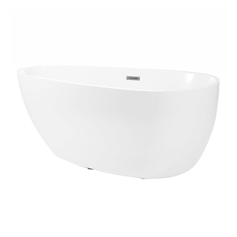 Modern Acrylic Oval Bath Tub for Home White Soaking Tub with Internal Drain