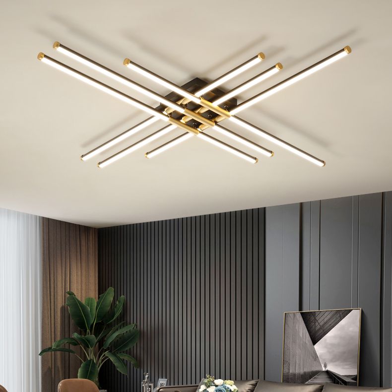 New Modern Linear Sputnik Flush Mount Ceiling Light Aluminum Living Room Flush Light