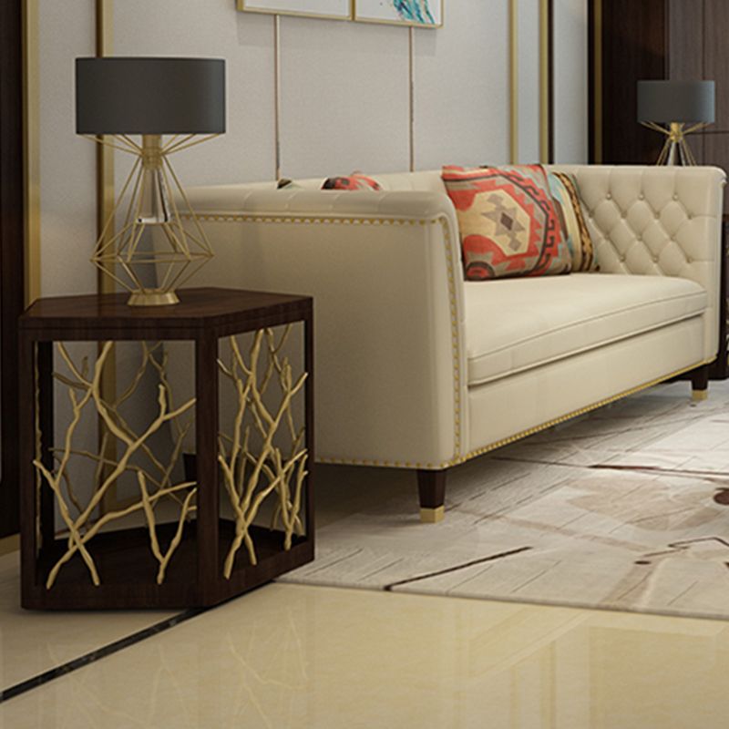 15" Wide Glam Corner Table Solid Wood Gold Accent Side Table