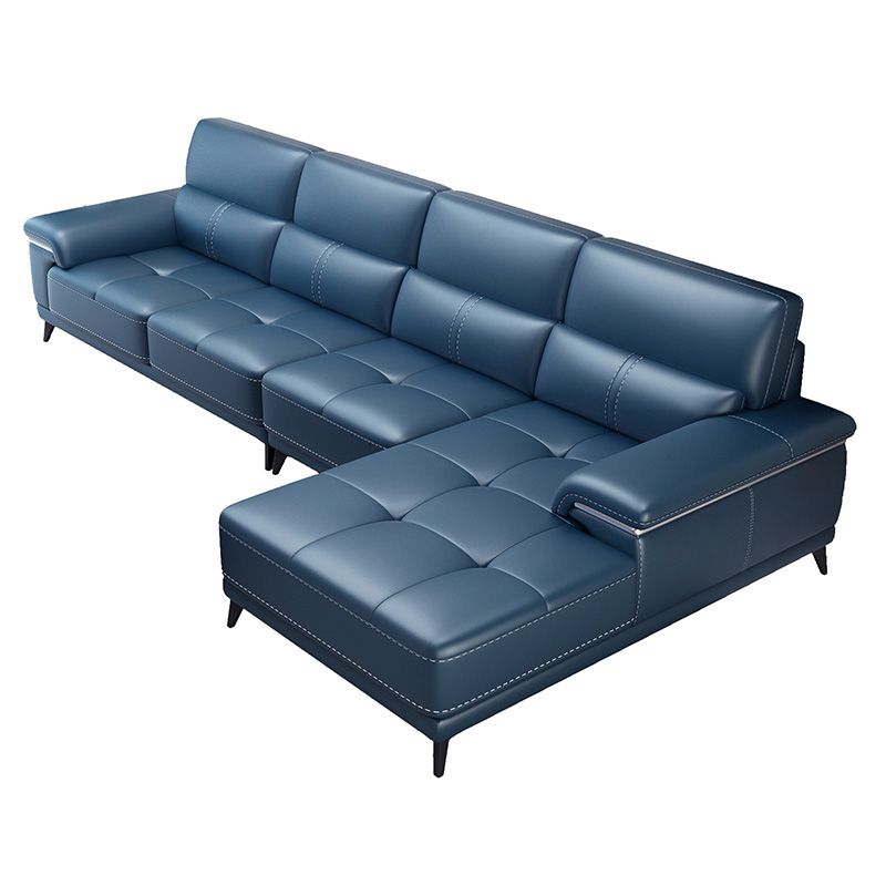 135.83" W x 66.93" D x 36.22" H Genuine Leather Sofa & Chaise Sewn Pillow Back Sofa
