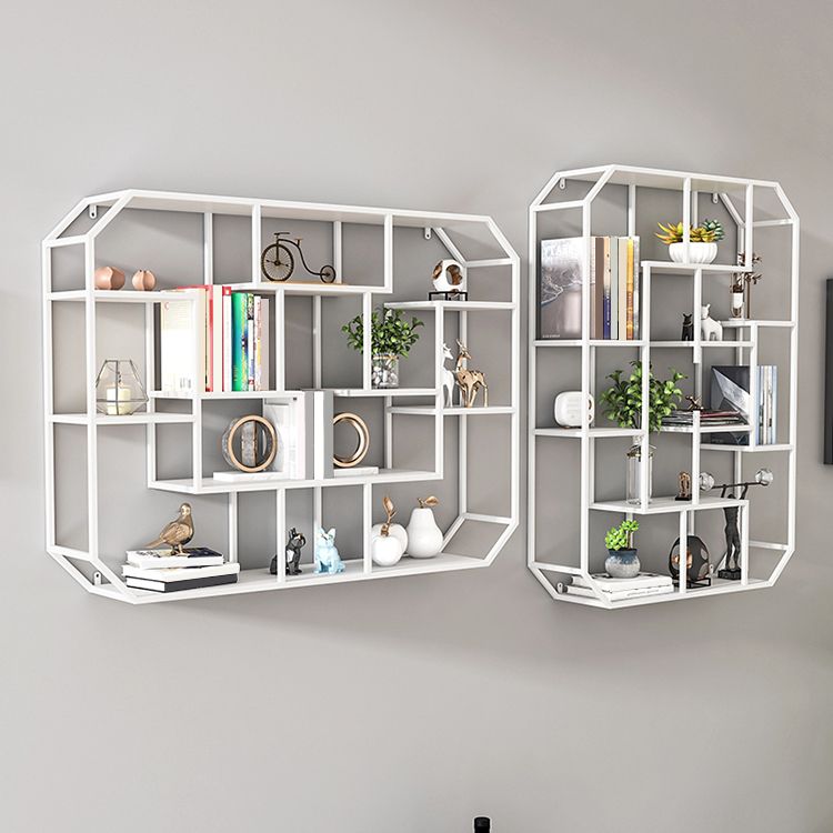 Industrial Iron Bookshelf Wall Mounted Bookshelf for Office and Family Living Room