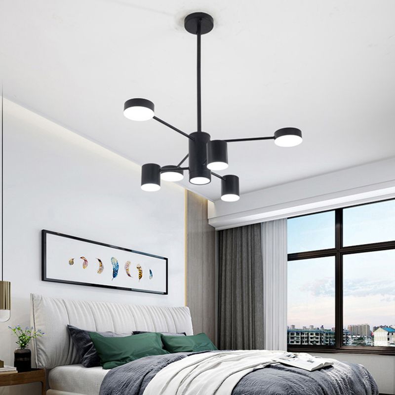 Luces de lámpara de metal de sombra de cilindro accesorios de iluminación de araña modernos en negro