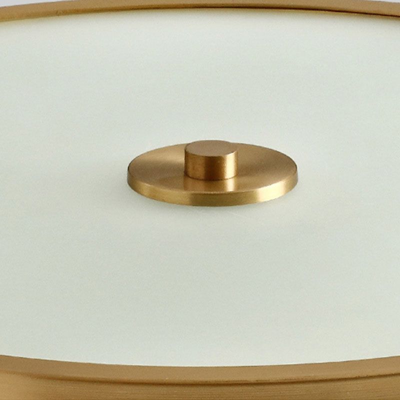 Plafonnier circulaire en laiton et verre givré, plafonnier circulaire en cuivre de Style luxe colonial pour chambre à coucher