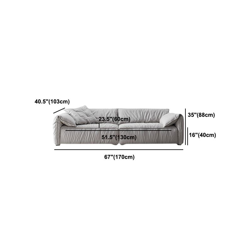 Contemporary Standard Pillow Top Arm Sofa Couch with Pillows in Grey