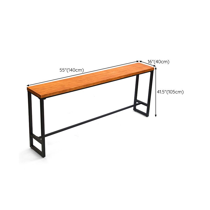 Industrial Bar Table Solid Wood Bar Height Rectangle Pub Table for Breakroom