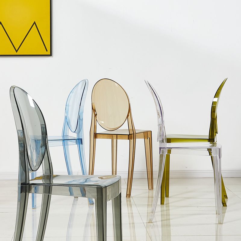 European Glam Style Plastic Chair Open Back Side Kitchen Dining Chairs