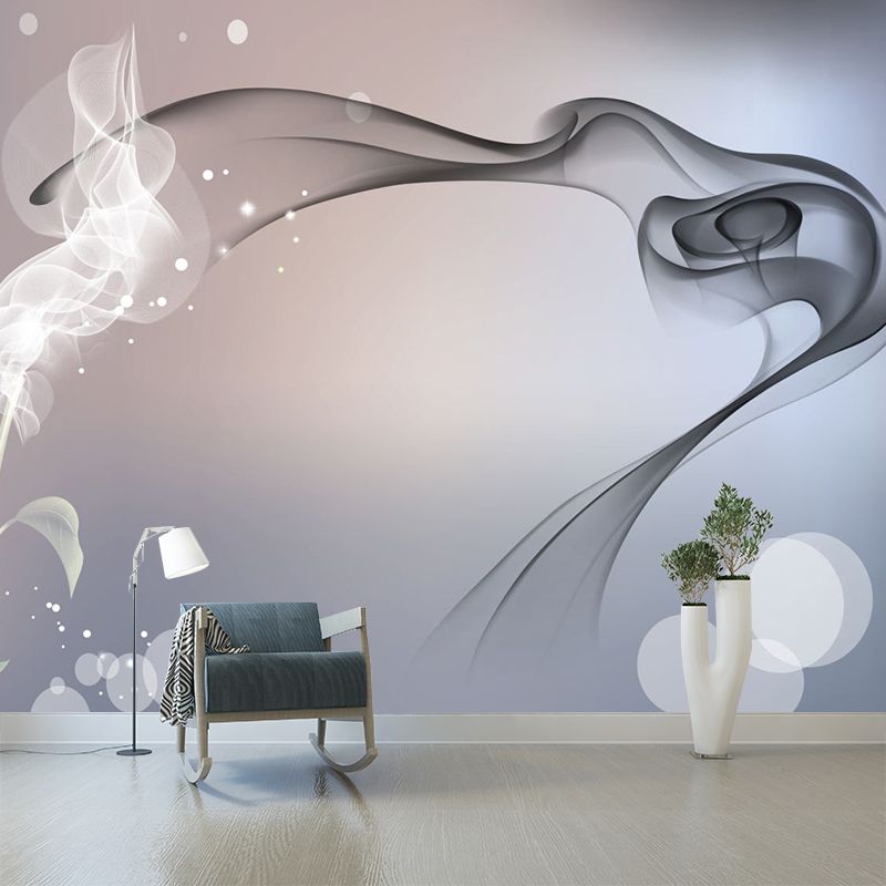 Minimalistisches Blumen-Wandbild für Schlafzimmer, Wanddekoration in Sondergröße in Grau-Rosa