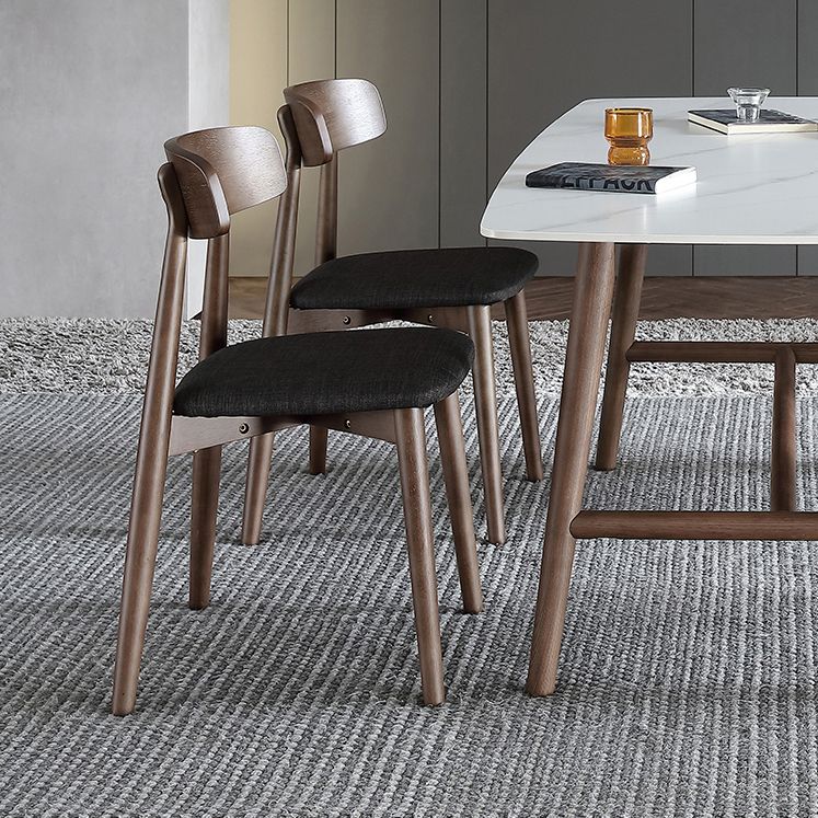 Contemporary Style Dining Chair Armless Dining Chair with Wooden Legs for Kitchen