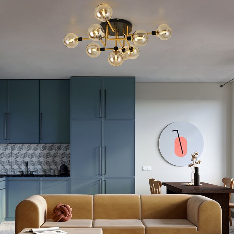 Nordic Style Metal Ceiling Light Ball Shape Shade Ceiling Lamp for Bedroom
