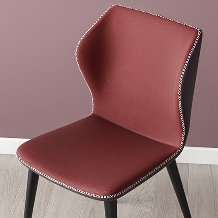 Industrial Style Wingback Armless Dining Chair Faux Leather Dining Chairs