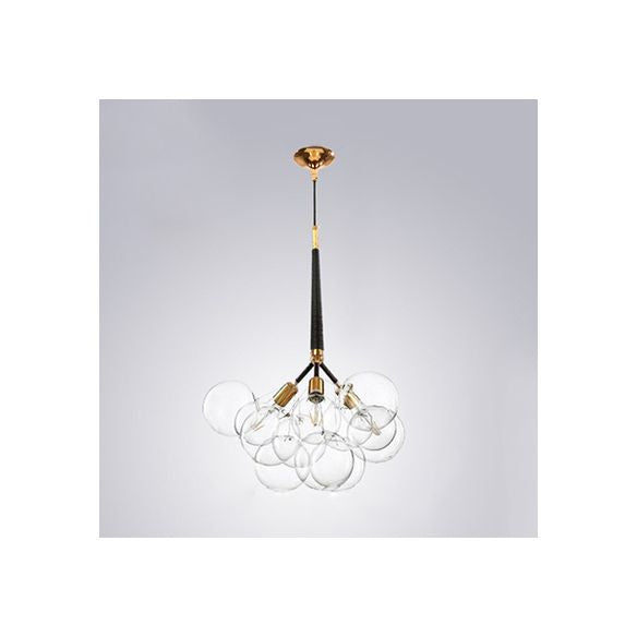 Globe Clear Glass Kronleuchter Beleuchtung zeitgenössischer 3/4/6 Lichter Schwarz/Weiß LED Hanging Deckenlampe