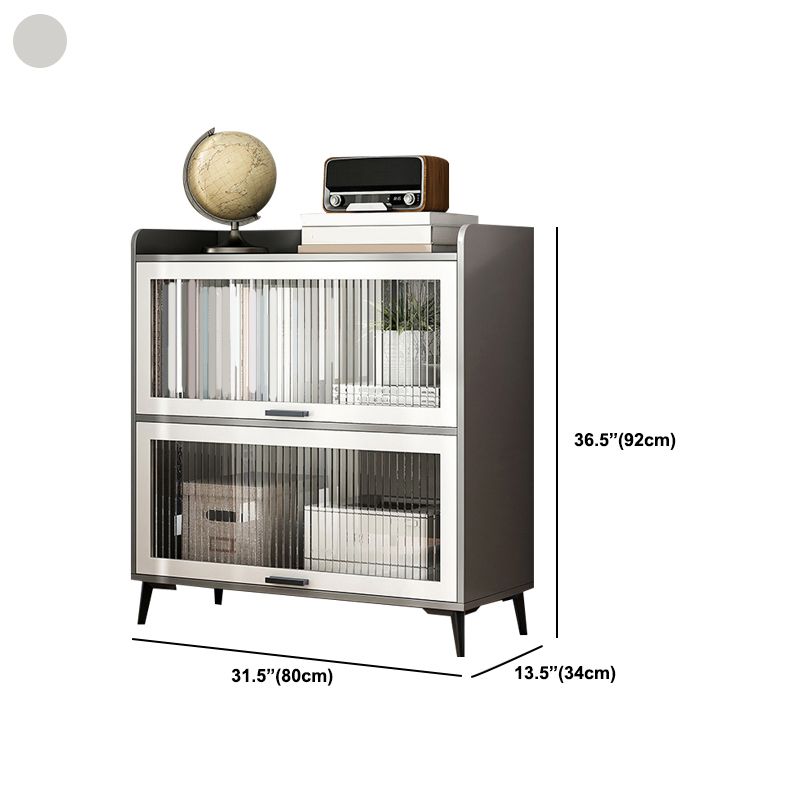 Wooden Engineered Wood Bookcase with Doors Closed Back Bookshelf Doors Included