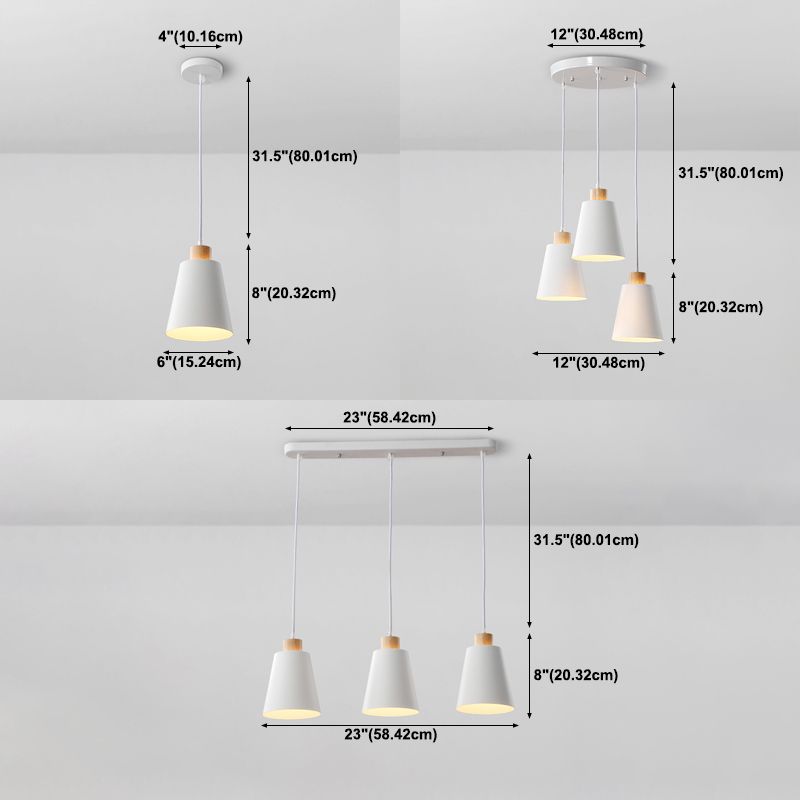 Multi Light Barrel suspendu pendant moderne Metal Metal Sanging Lighting pour le salon
