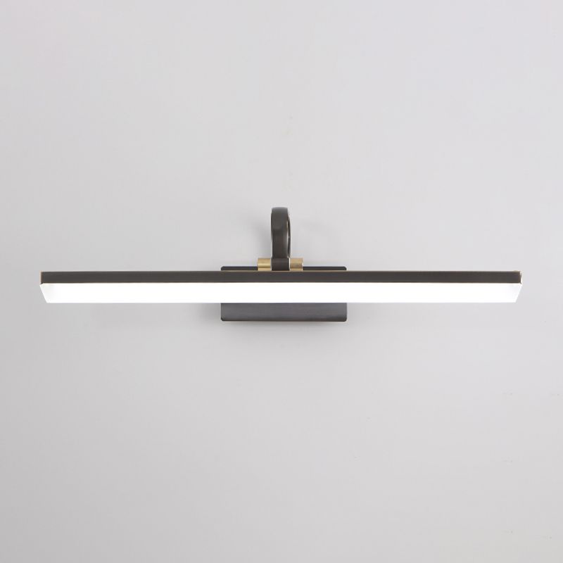 Linear Shade Metal Wall Sconce Modern Style 1 Light Mirror Wall Mounted Light in Black