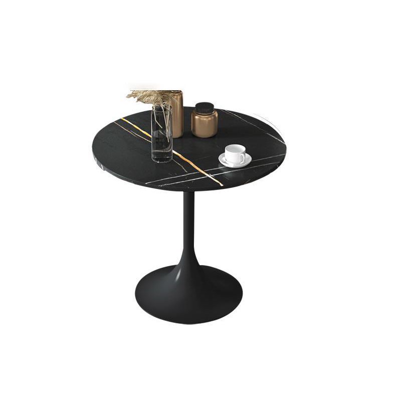 Glam Style Sintered Stone Black Dining Room Set with Round Table Formal Dining Table Furniture