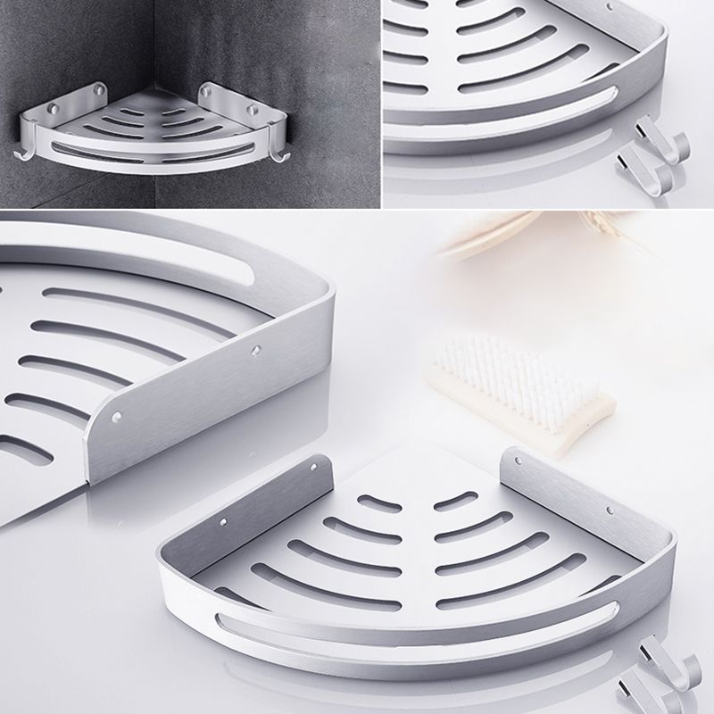 Contemporary Silver Metal Bathroom Accessory Kit with Towel Bar
