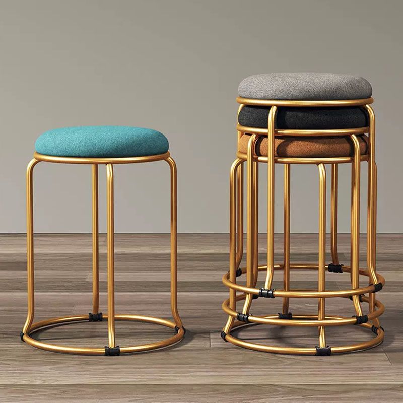 Glam Round Chair Ottoman Plain Velvet Metal Frame Scratch Sherpa Pouf