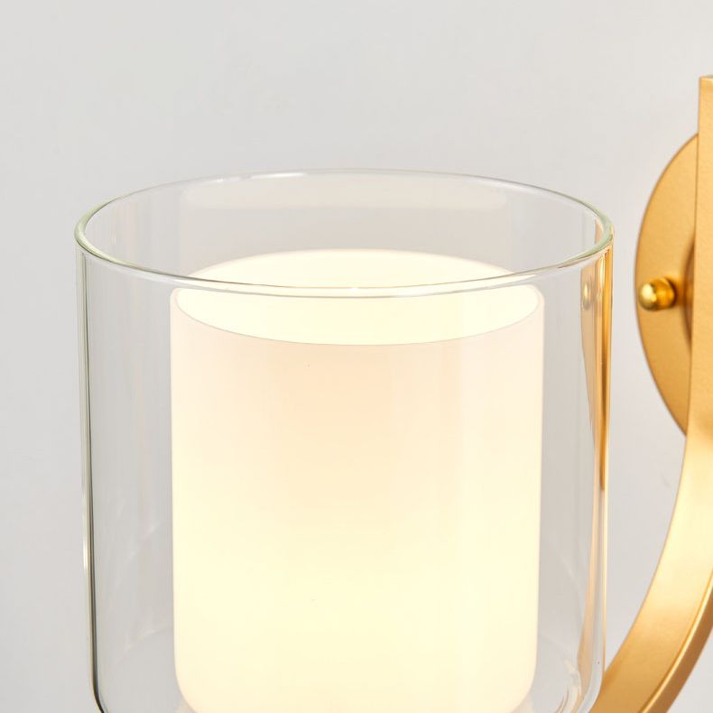 Luce di vetro contemporanea a parete da parete ombreggiata oro per camera da letto
