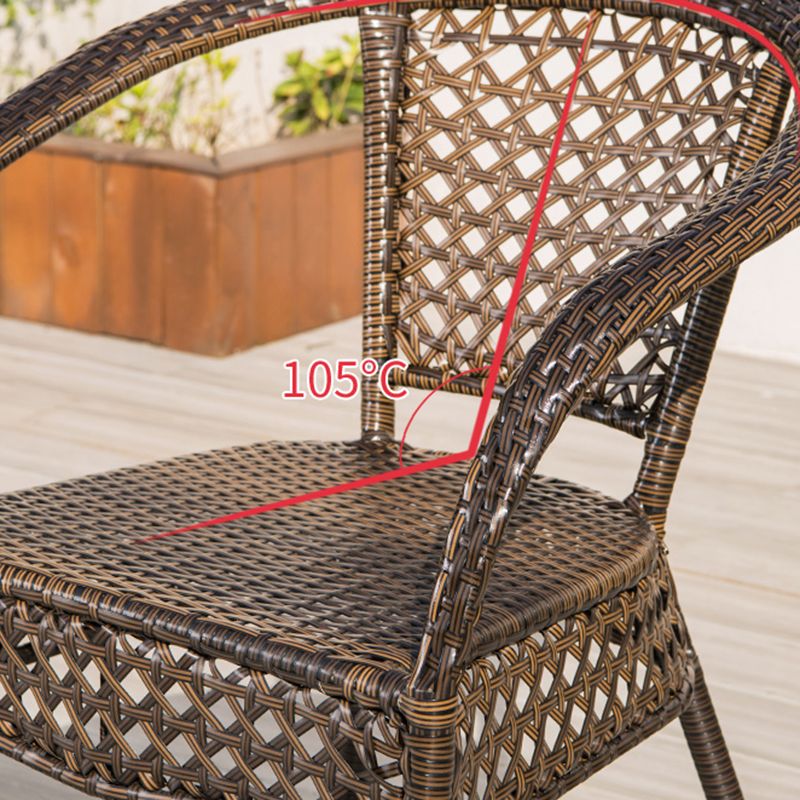 21" Wide Tropical Dining Side Chair Rattan Brown Outdoor Chair
