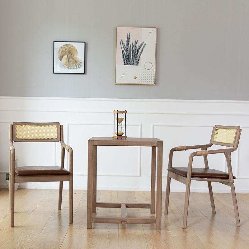 Traditional Style Rubberwood Chairs Kitchen Open Back Dining Side Chair